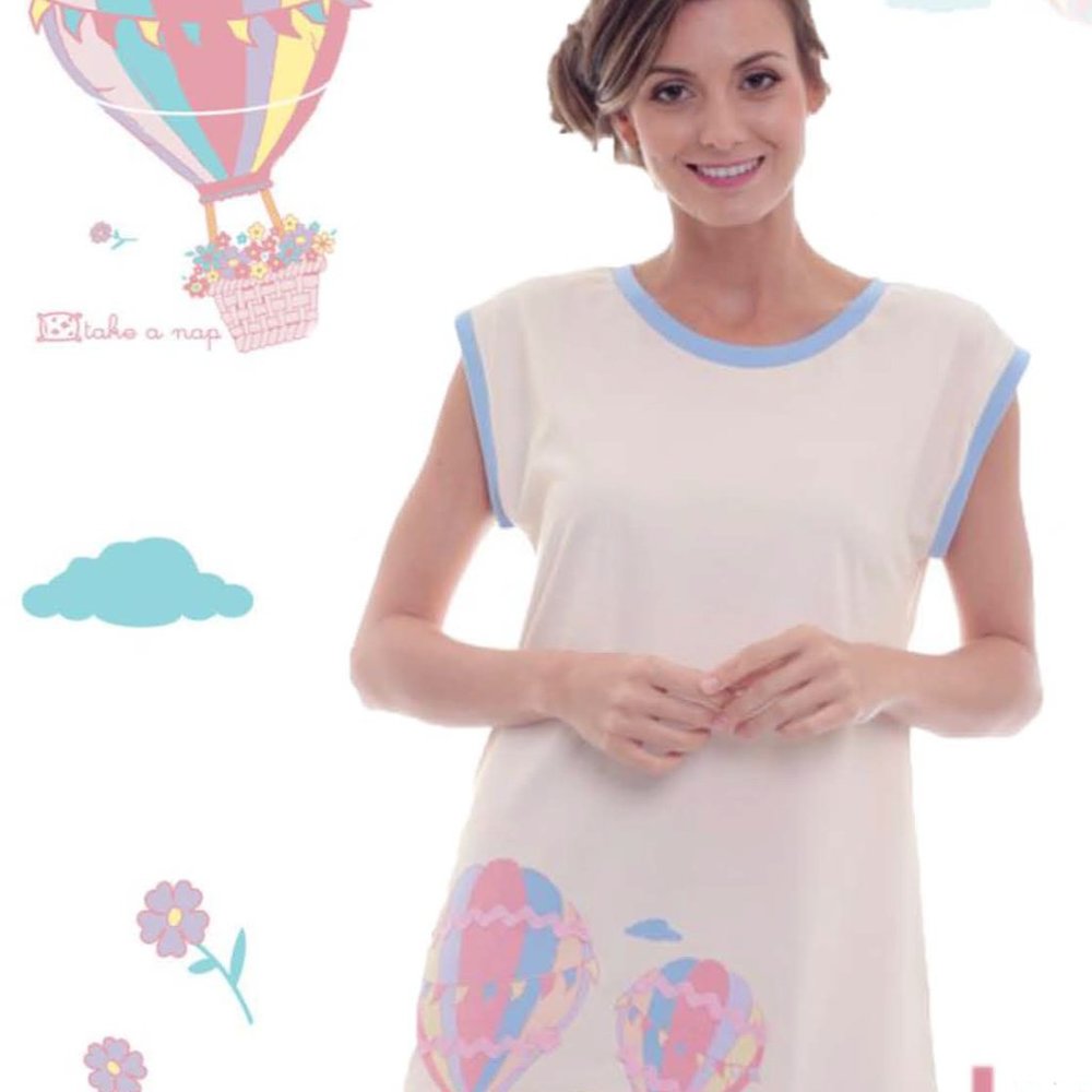 Nightdress Ivory. Cotton pajama.Homewear